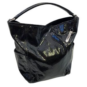 Cole Haan Black Faux Snake Skin Print Hobo Bag